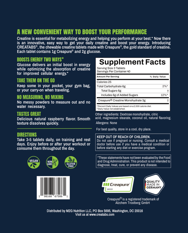 CREATABS® 120 Chewable Creatine Tablets - Lemon Flavor